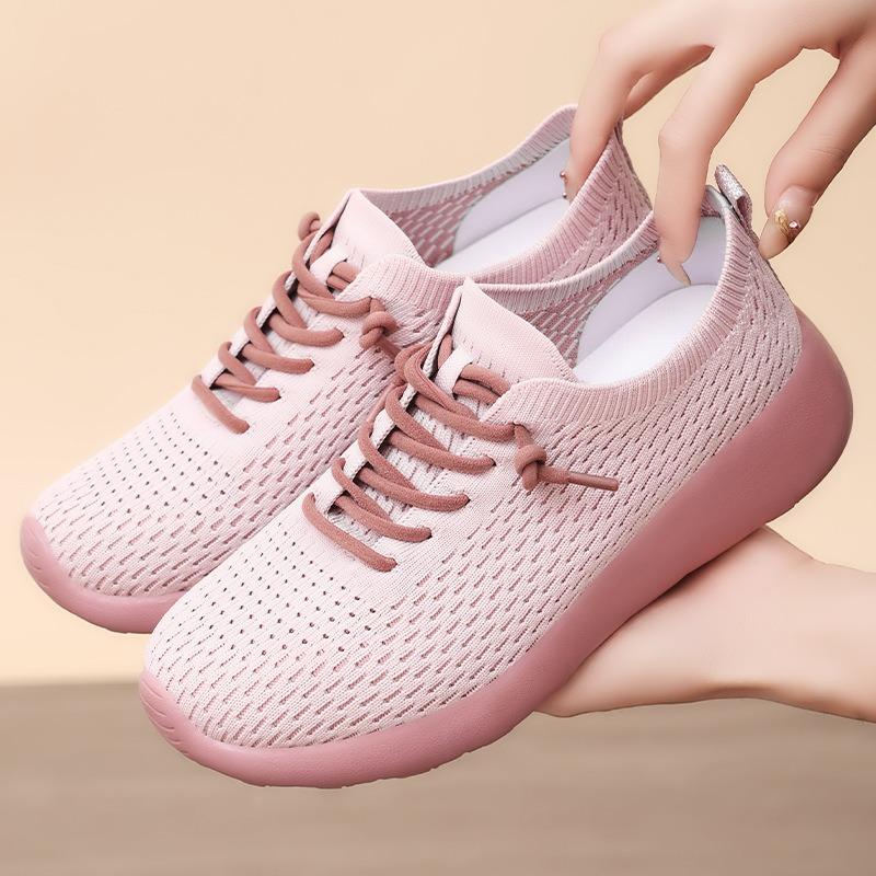 Shoes Women's Casual Shoes Women's Shoes Breathable Fly-woven Single Shoes Soft-soled Sports Shoes Solid Color Versatile Running Shoes