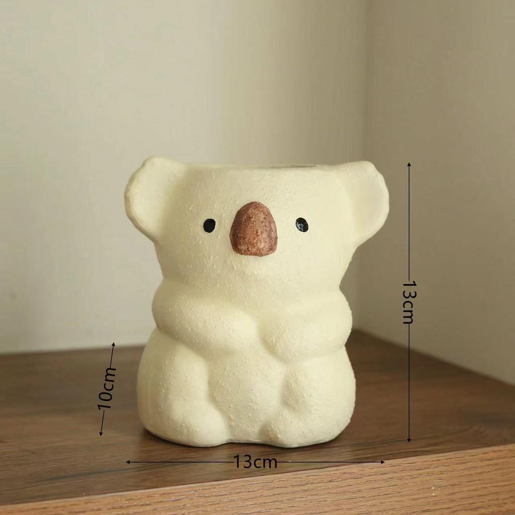 Söt Koala Retro Harts Blomkruka - Hållare för Suckulent Bonsai & Vas för Sminkförvaring