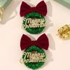 2Pcs “Merry Christmas” Wreath Hair Clips With Velvet Bow For Girls Children New Year Barrette Trendy Headwear Hair Accessories