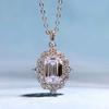 2023 New 925 Silver Emerald 5a Zircon Cut 6 * 9 Necklace Pendant Women's European and American Luxury Style Wedding Jewelry