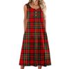 Damenmode lässiges ärmelloses Knopfdress mit Karomuster und Tasche