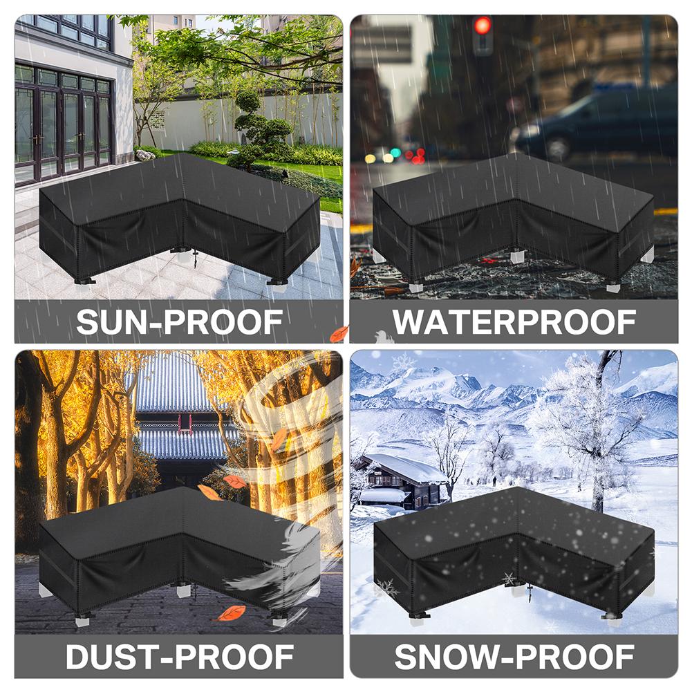 Abdeckung für L-förmige Sofas und Liegen für die Terrasse, wasserdicht, strapazierfähig, für den Außenbereich, Garten, Schnittsofa, Möbelabdeckung, Schutz, unkompliziert