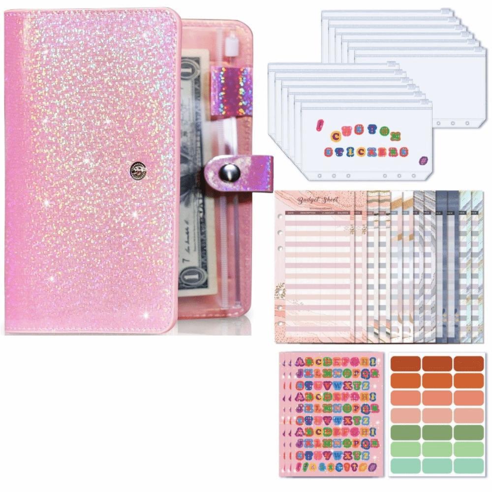 Soft Leather A6 Budget Binder 6 Hole Binder Pockets Cash Envelope Binder Financial Management