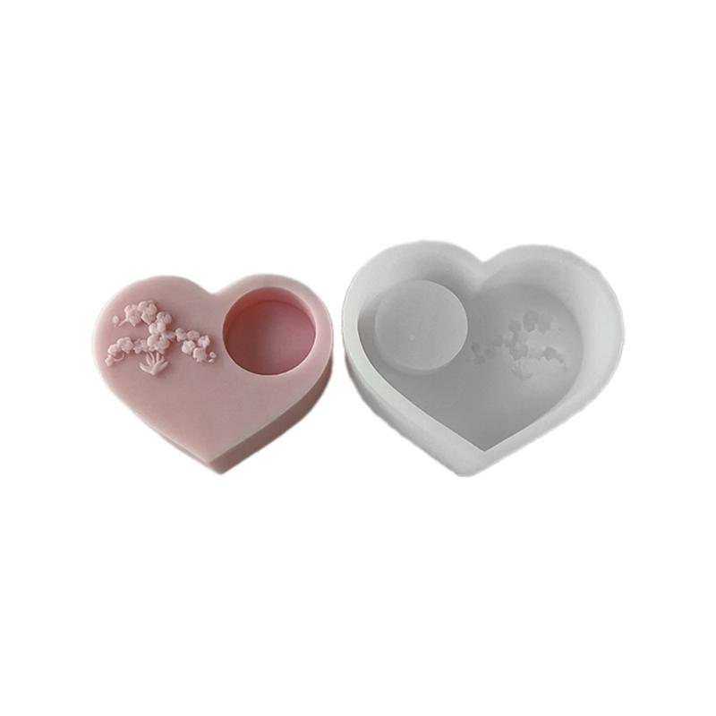 Epoxy Candlestick Silicone Mold Candle Base Mould Heart Shaped Candle Holder Molds Ornaments Home Decorations Mould