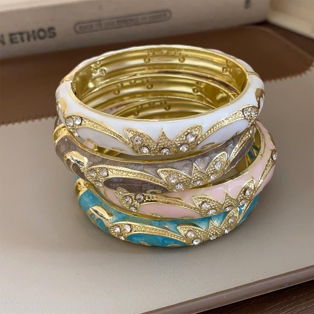 Bracelet Jonc Fleur Chinoise Émaillée Bracelet de Main Traditionnel pour Femme Cadeaux pour Femme Fille