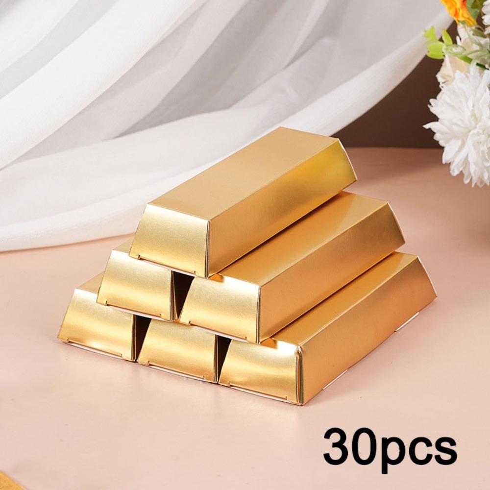 30 Stück Goldbarren Partygeschenkschachteln Papiergeschenkschachteln Simulierter Folien-Gold Leckerlischachteln Faltbare Geschenkverpackung Geschenkbox für Piraten-Casino Verpackungsbox