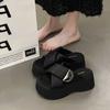 Gentle Matching Skirt Platform Slippers Women's Summer Wear 2025 New Muffin Sandals High Heels Sandals Soft-soled Beach Shoes