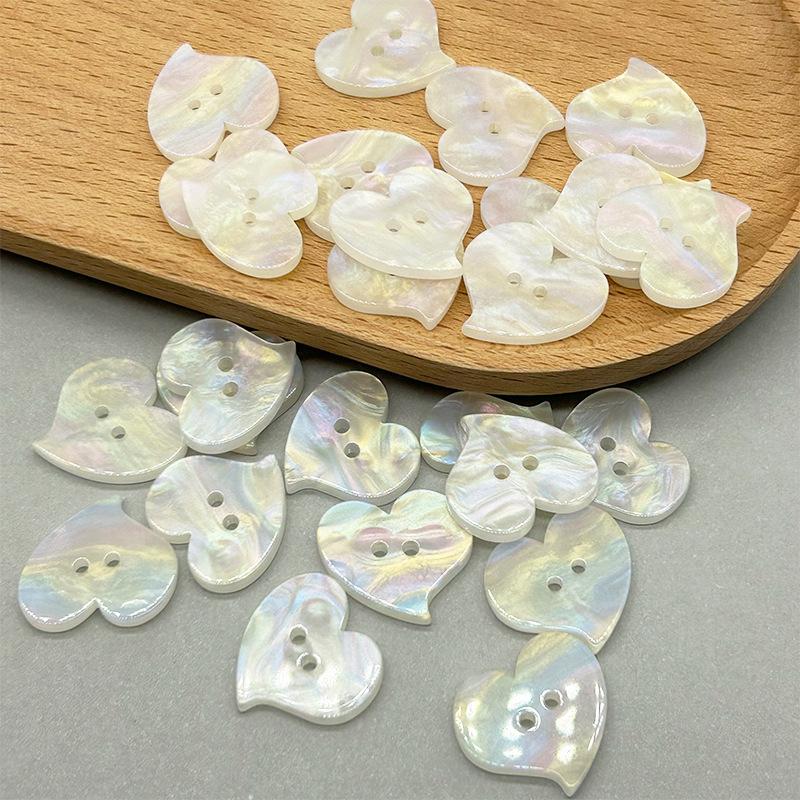 10Pcs Double Hole Heart-Shaped Buttons-Glossy White Resin Perfect for Sweater & Shirt Decorations DIY Crafts & Sewing Supplies