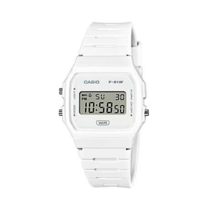 CASIO Customized watch modified series fashion retro small square free and lightweight casual student watch waterproof alarm F-91WB-7A фиолетовый
