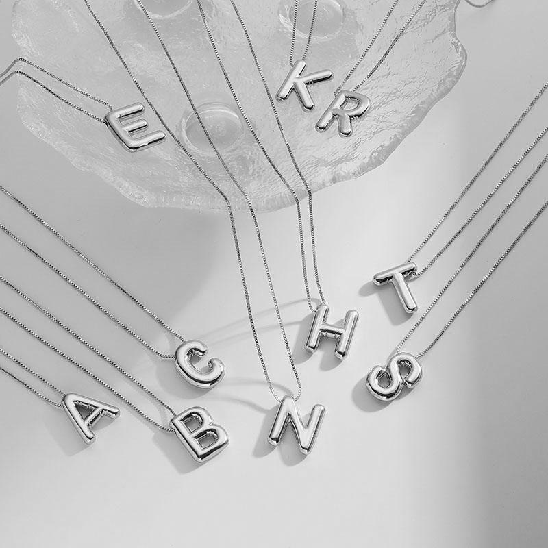 

ХЭЧЭН, Массивный шар-буква алфавита, Кулон-инициал, Ожерелье для женщин и мужчин, Позолоченное, Очаровательное ювелирное изделие A серебряный