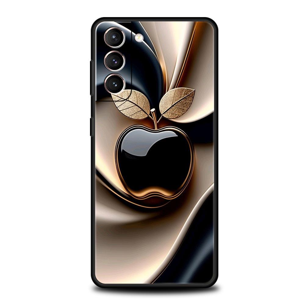 Happy Black Apple Phone Case Cover for Samsung Galaxy S26 S25 S24 S23 S22 S20 S21 FE Ultra S25 Edge Plus 5G Soft TPU Shell Capas