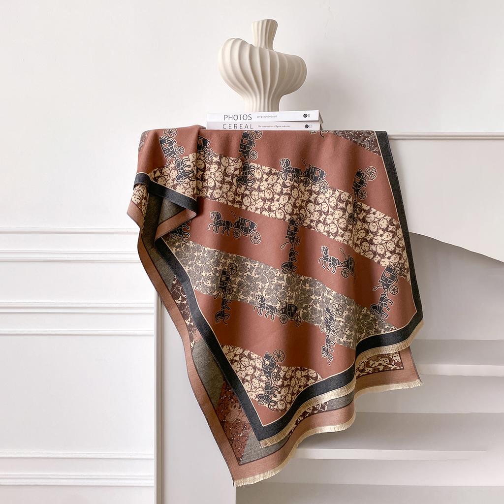New Luxury Design Winter Two-Sided Cashmere Jacquard Scarves High Quality Women Thicken Wrap Shawl Ladies Wool Pashmina Scarf