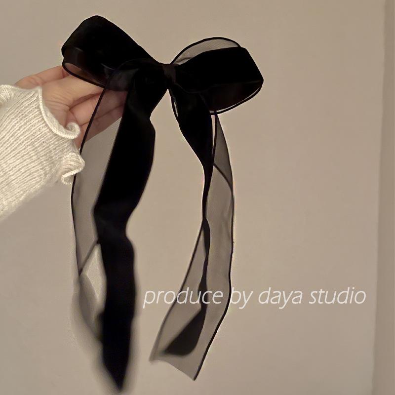 Velvet Bow Streamer Hair Clips French Vintage Style Women Mesh Elegant Fairy Barrettes Luxury Pins Daily Fashion Accessories