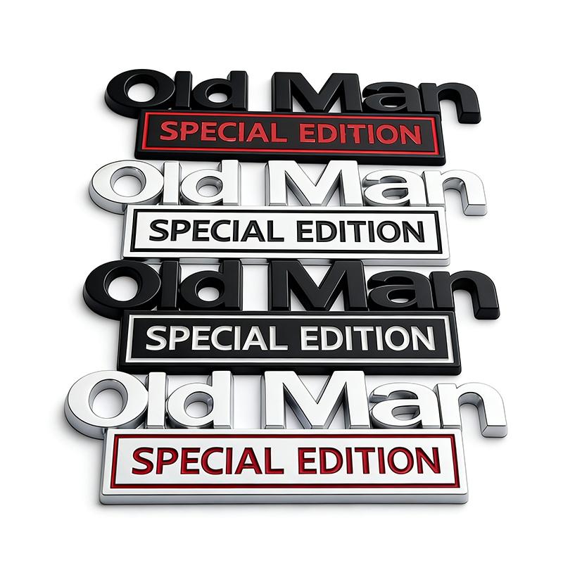 Old Man Edition Metal Car Sticker Badges For Car Trunk Door Decoration Badges Old Man Logos Car Decals Motorcycle Decoration