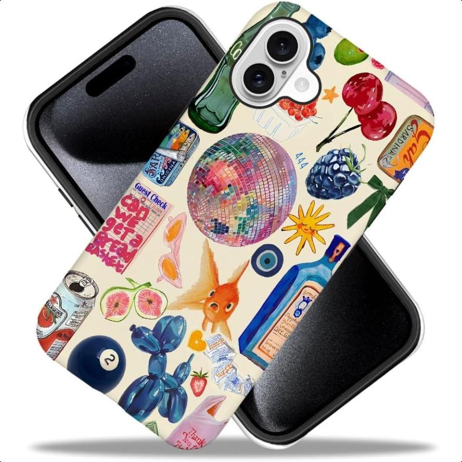

Совместим с для iPhone 16Европейский Коллаж Милый Чехол для Телефона для Девушки Женщины Парня Мужчины Устойчивый к Царапинам Противоударный Чехол Телефон United States