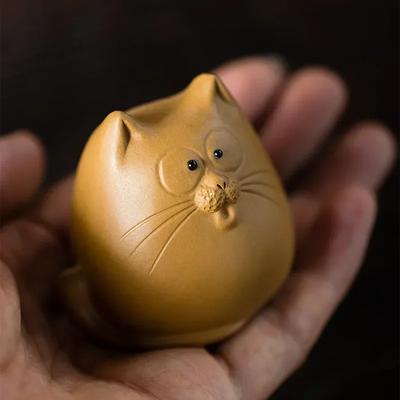 Purple Sand Tea Pet Cat Decoration Tea Set and Tea Set Accessories Chinese Handmade Mini Table Decoration