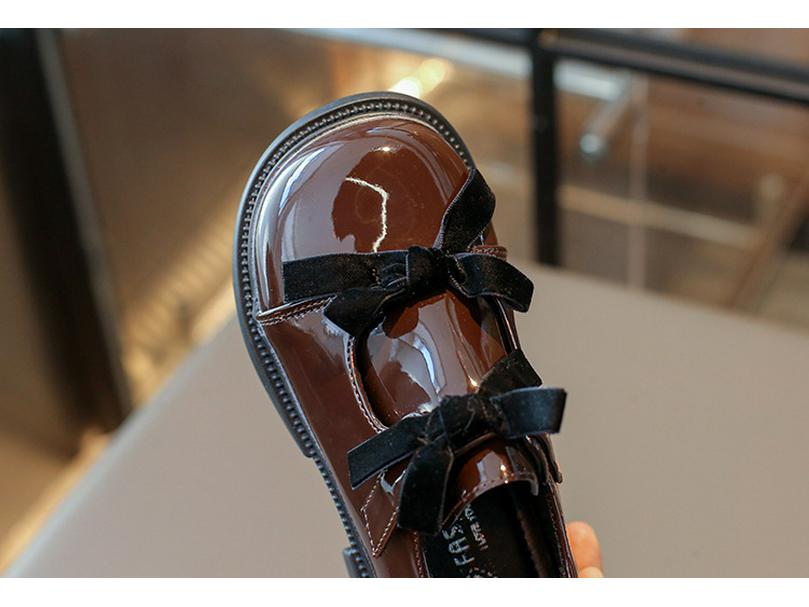 Korean Style Mirror Finish Girl's Leather Loafers with Double Bows - Spring 2026 Princess Shoes