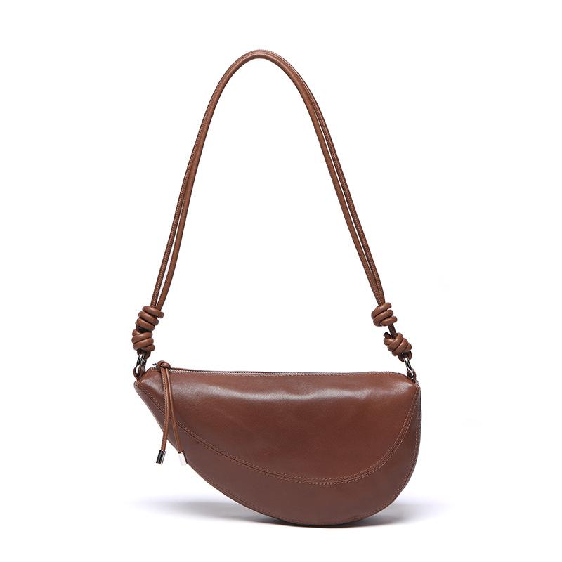 Fashion spring and summer new national style simple shoulder bag soft leather large capacity wide shoulder strap crossbody saddle bag commuting