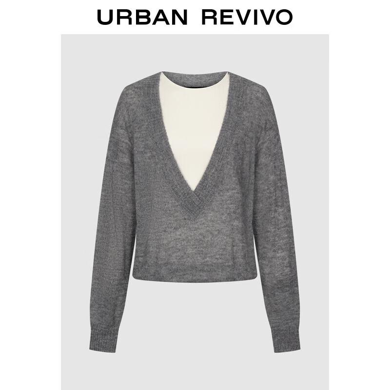 

Женский вязаный кроп-топ UR с цветными блоками и эффектом двухслойности M