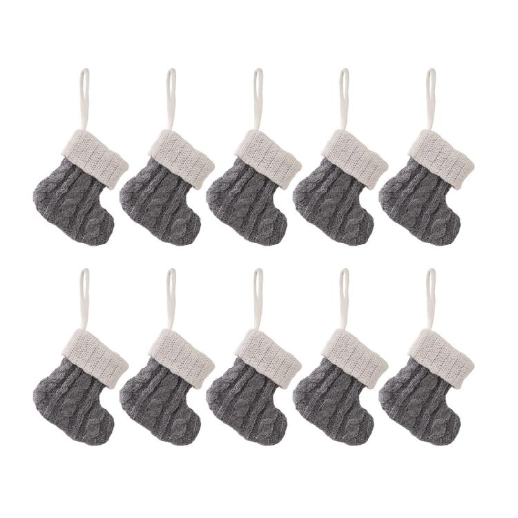10Pcs Knitted Christmas Stocking Creative Colorful Socks Ornament Stylish Holiday Decoration for Wall or Tree Display