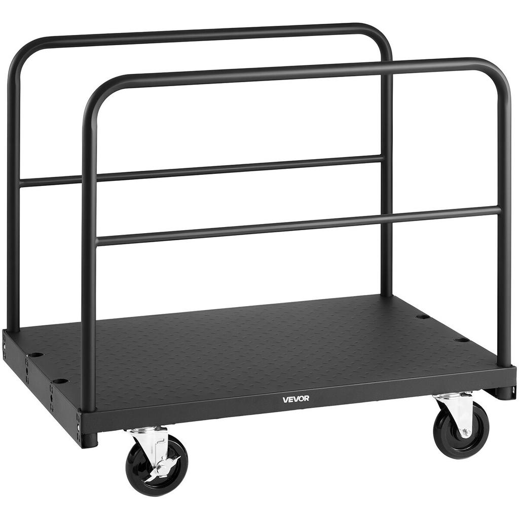 Gipsskiva Vagn Dolly, 816 kg Lastkapacitet, 2-i-1 Stålpanel Lastbilsvagn med 12,5 mm Svängbara Hjul, 91,4 x 61 cm Plattformsvagn med 3 Sidohandtag