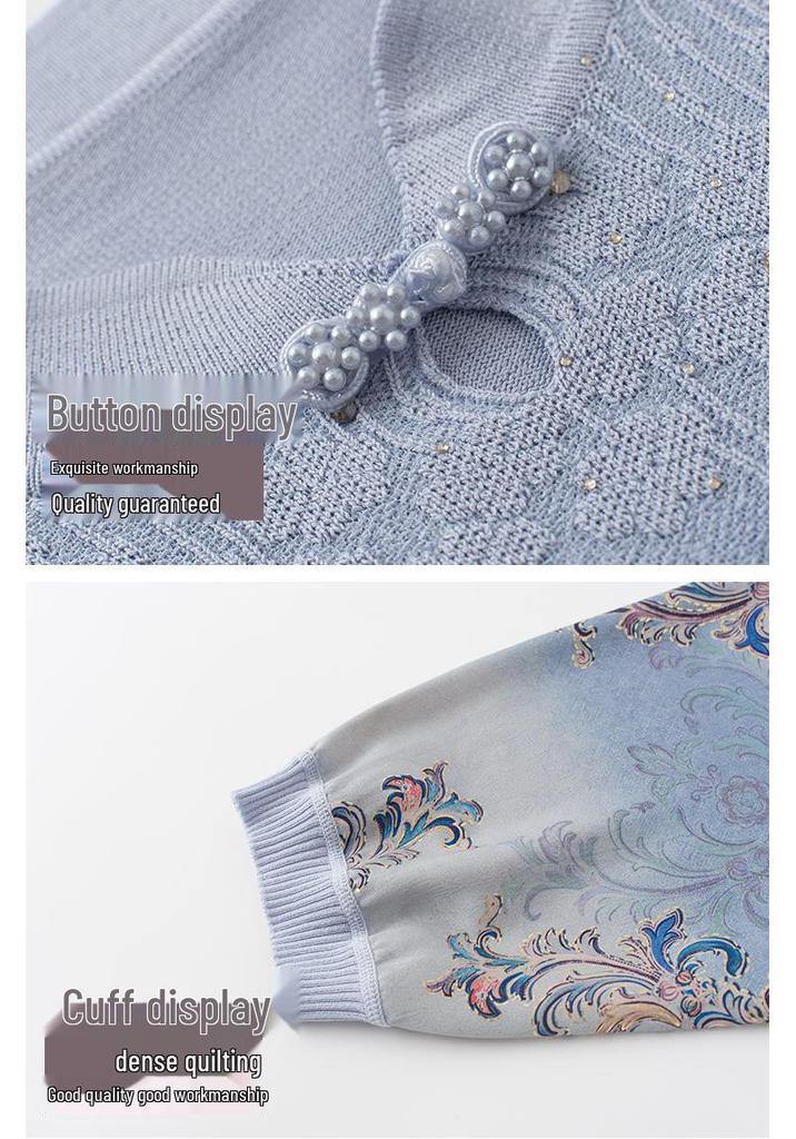 Elegant Ice Silk Knit Top for Stylish Moms (50-60 Yrs) - Summer Wear