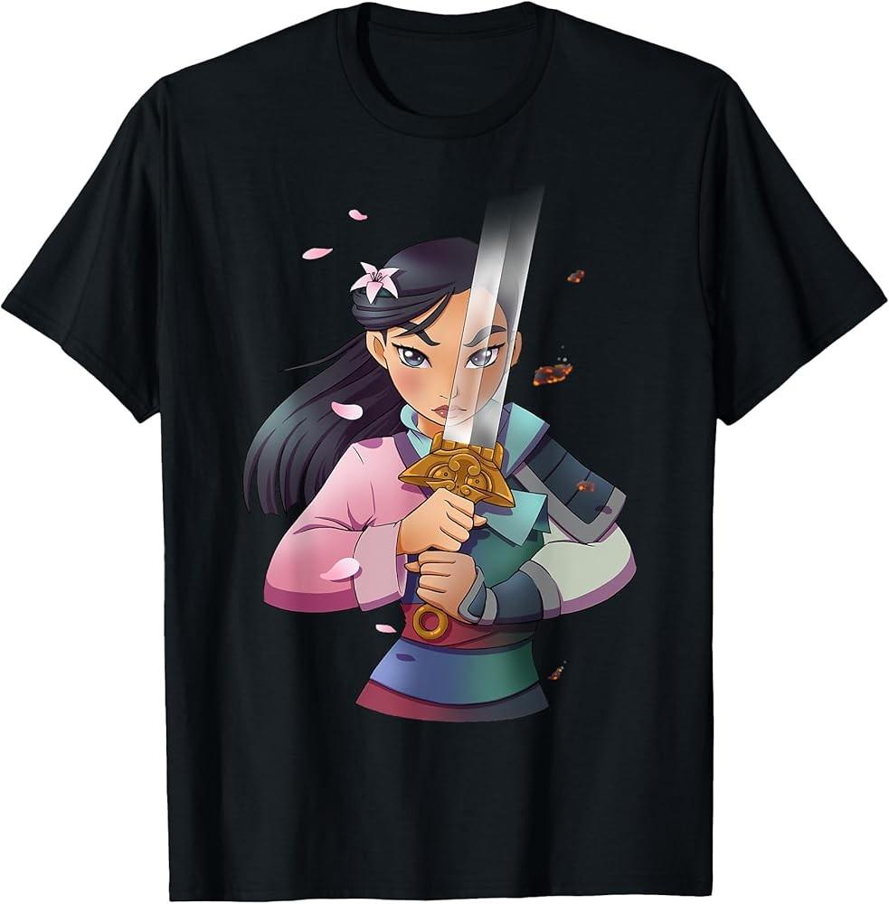 Mulan Anime Half Girl Half Warrior Graphic TShirt TShirt Unisex T-Shirt L