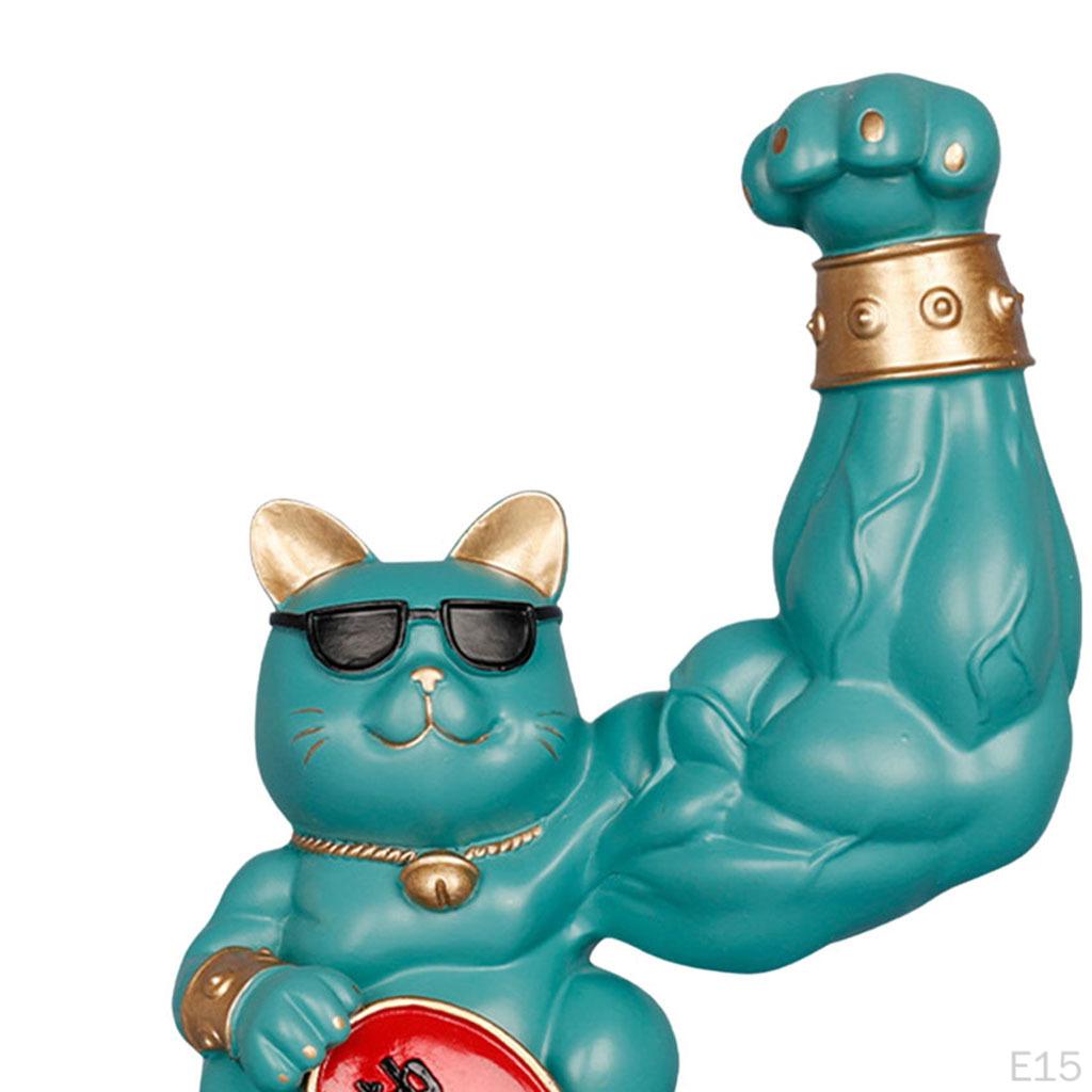 Prunkstück Reichtum Wohlstand Skulptur Winke-Katze Figur Große Arm-Dekoration für Aufbewahrungsbox Theke