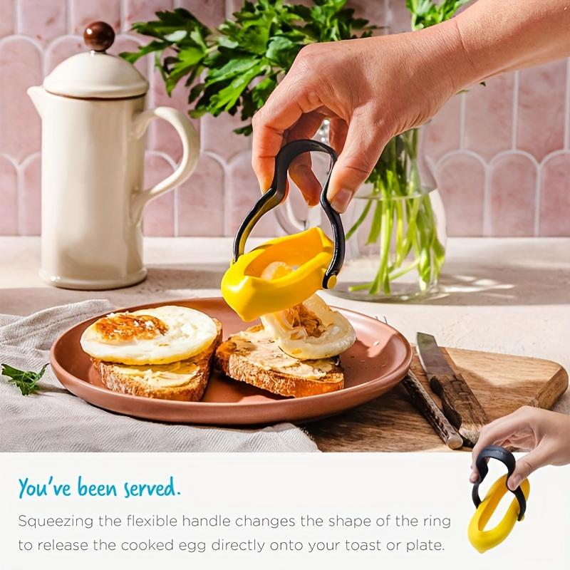 2pcs Frying Egg Mold, Circular Egg Cooker Ring with Heat-Resistant Handle, Silicone Egg Ring for Frying Eggs, Breakfast Sandwich Egg Mold