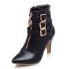 FOREADA Women Ankle Boots Pointed Toe Kitten High Heels Buckle Zipper Short Boots Ladies Fashion Shoes Autumn Winter