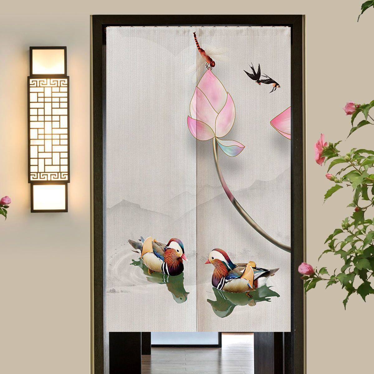 

VIKAMA Chinese-style Twin-Door Curtain Restaurant Guesthouse Semi-Curtain Kitchen Bedroom Partition Curtain Home Decoration 70x120cm