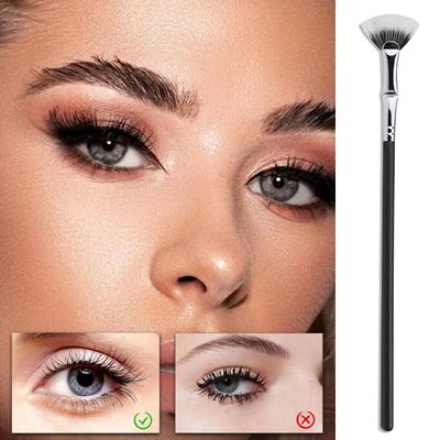 Folding Angle Scalloped Lashes Brush, Mascara Fan Brush, Eyebrow Brush Eyelash Comb, Soft Brush Bristles Makeup Tool
