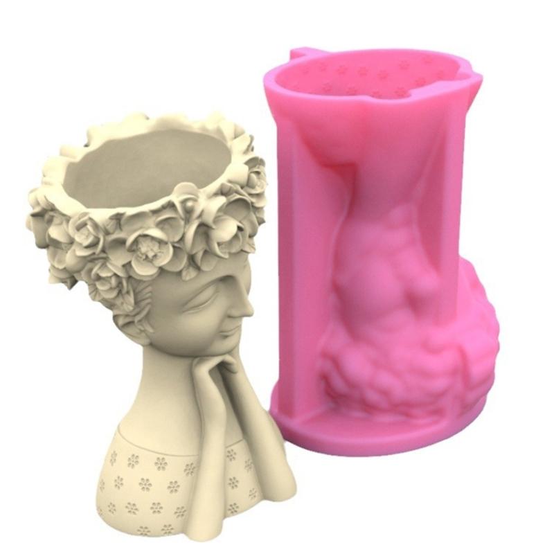 Planter Vase Mould Artistic Figure Cements Mold Silicone Material Suitable for DIY Hand-Making Succulent Plant Flowerpot