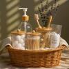 Boho Badezimmer-Accessoire-Sets Komplette Badezimmer-Dosen-Accessoire-Sets 4 Stück, Klarer Bade-Seifenspender und Zahnbürstenhalter