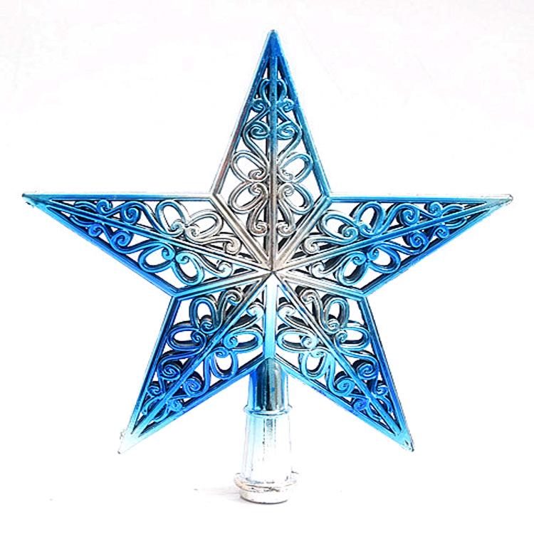Multicolor 3D Hollowed-Out Star Christmas Tree Topper - Plastic Ornament