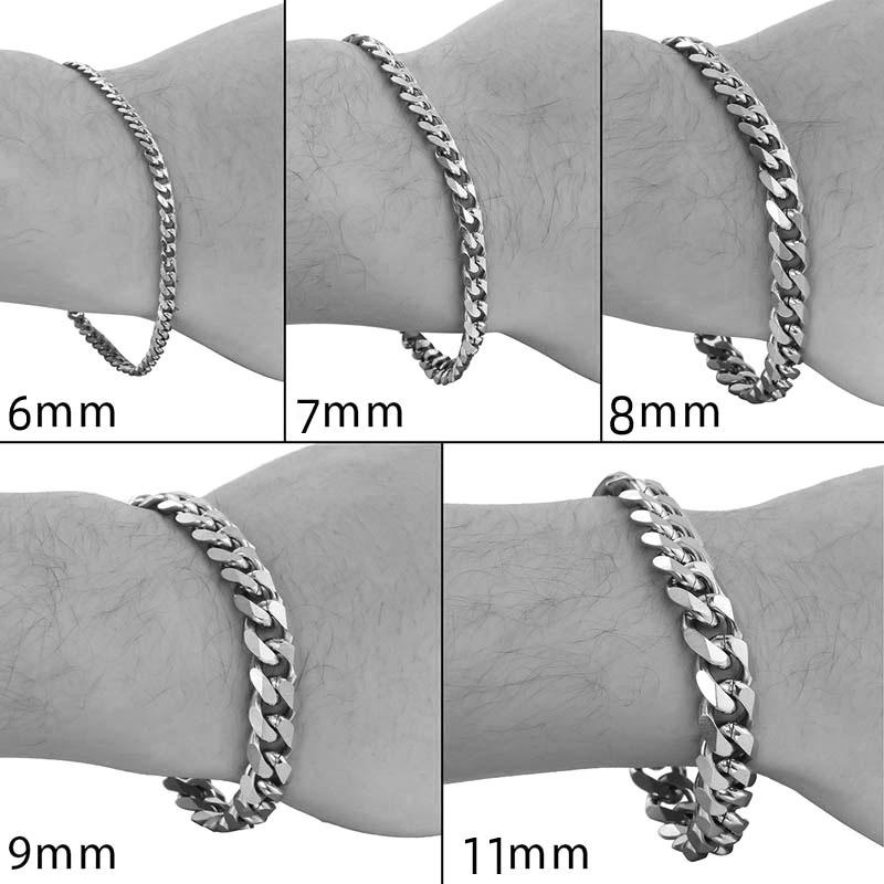 Titanium Steel Basic Curb Chain Bracelet for Men Stainless Steel Cuban Link Chain Wristband Classic Simple Heavy Male Jewelry