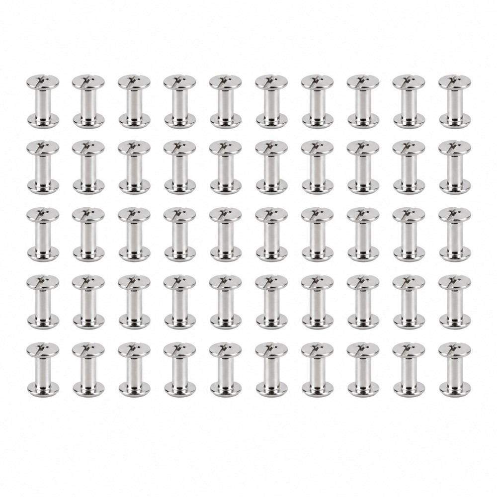 50set Slotted Cross Head Binding Screws Silver Color Stud Bolts Snap Rivets For Leather Decoration