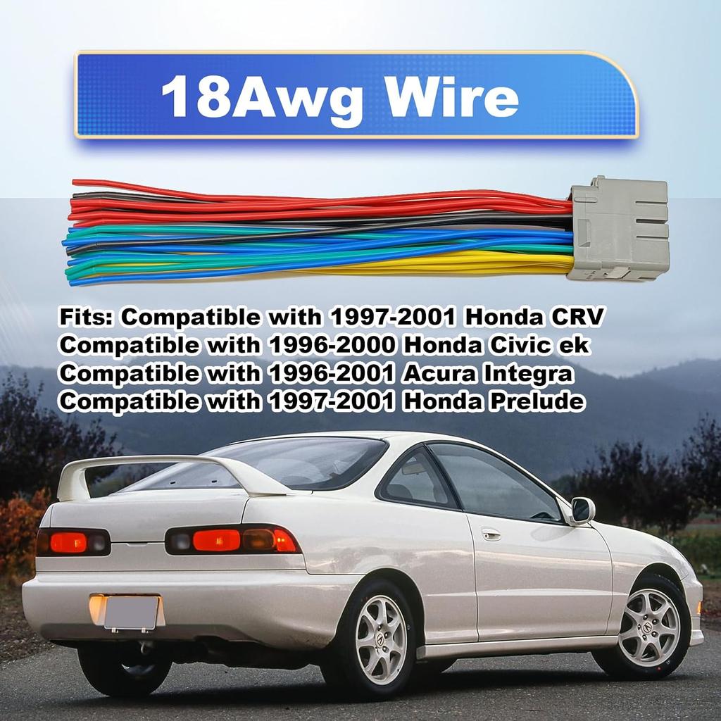 Pleoos Door Connector Pigtail Wire Harness Front Driver Or Passenger Only Compatible with Honda Civic EK CRV Prelude Acura