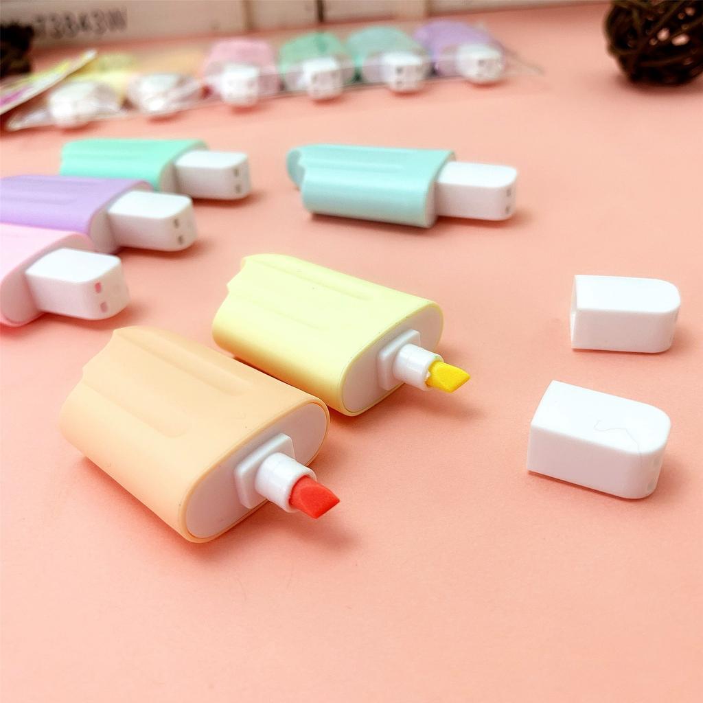 6pcs Ice Cream Highlighters Marker Pens, Colorful School Office Stationery Set