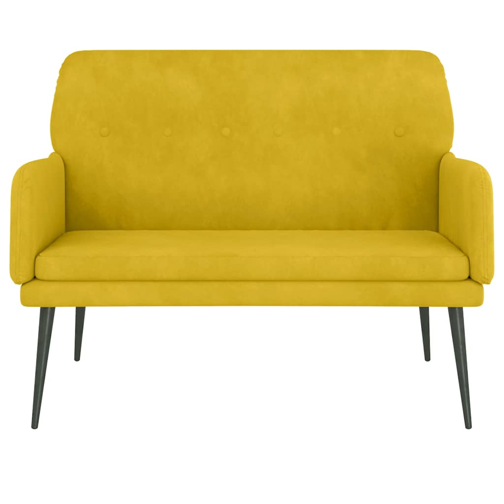Yellow Velvet Bench 108 x 79 x 79 cm