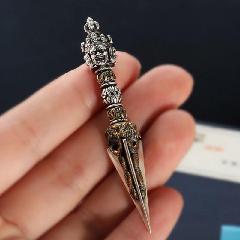 Sturdy Copper Tibetan Buddhist Amulet On Black Cord Necklace With Sacred Significance For Men