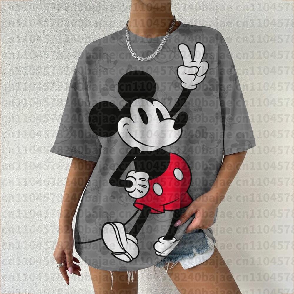 Summer  T Shirt Women  Mickey Mouse Print Female Clothes Top O-neck Ladies  Fashion Streetwear Hip-hop Shirt