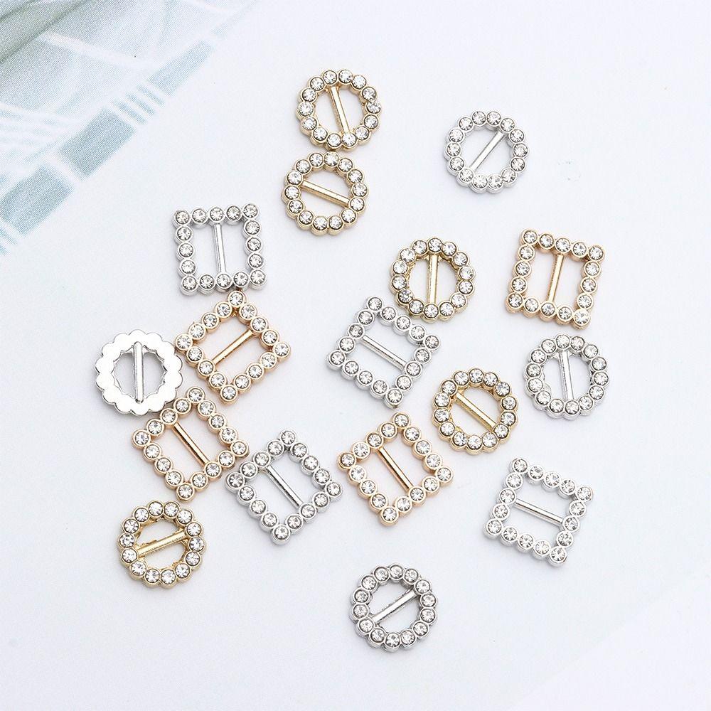 4 Colors Round/Square Belt Buttons Tri-glide Diamond Buckle Doll Bags Accessories Diy Dolls Buckles