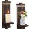 Farmhouse Wooden Wall-Mounted Candlestick Vintage Rustic Floating Shelf Wall Hanging Candle Holders Entryway