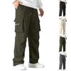 Pantalon Cargo Homme Coupe Ample Multi-Poches Jambe Droite Pantalon de Travail Pantalon Utility Durable avec Ceinture Réglable et Poches Zippées