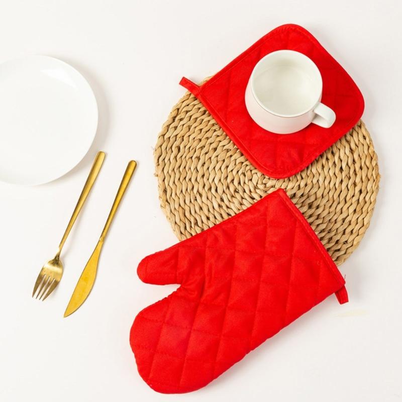 Heat Resistant Oven Mitts And Pot Holder Nonslip Grip Gloves For BBQ Baking Cooking Microwave Safe Trivet Mats