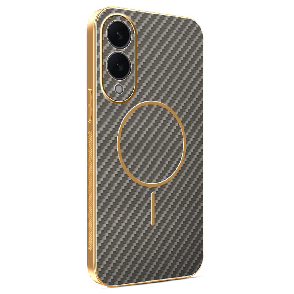 For Samsung Galaxy S25 Edge Phone Case Carbon Fiber Textured Electroplated TPU Back Cover