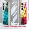 Luxury Plating Screen Glass Case For Samsung Galaxy Z Fold 7 6 5 Case Back Painted Pattern Glass Plastic Cover For Galaxy Z Fold 6