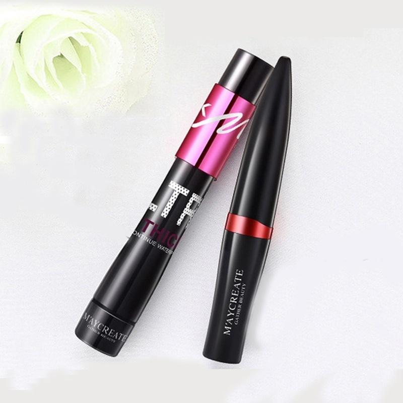 Black Mascara Waterproof Silk Fiber Volume Double Effect Long Lasting Lengthening Curling Eyes Makeup