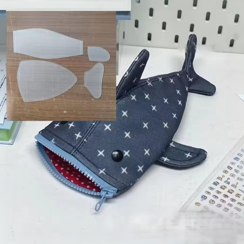 4Pcs Diy Shark Mouth Zipper Pouch Quilting Template Adorable Shark Pencil Case Sewing Template Transparent Craft Stencil